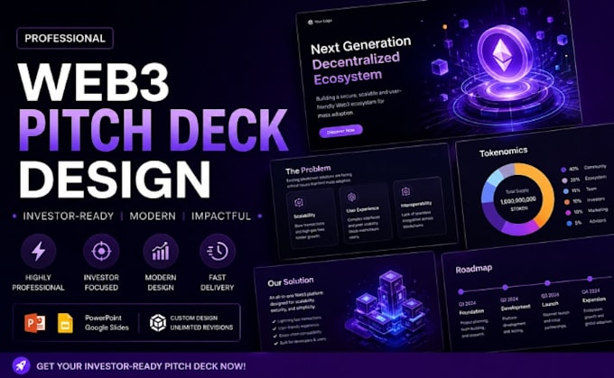 web3 startup pitch deck, crypto deck, token sale presentation