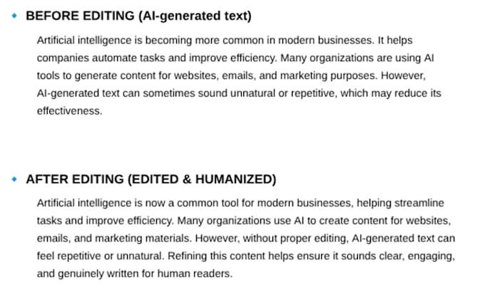 humanize and edit ai generated content to sound natural