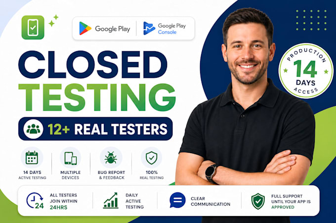 provide closed testing 12 testers 20 testers mobile app testing 12 testers