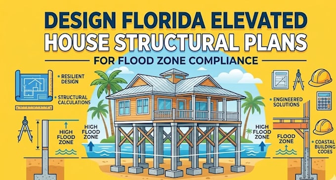 design florida elevated house structural plans for flood zone compliance