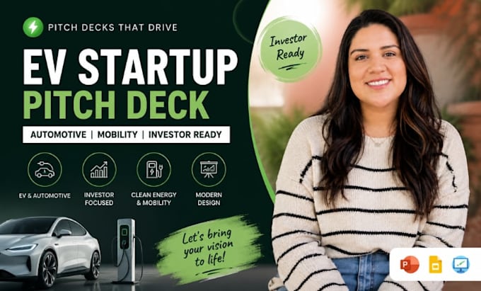ev startup pitch deck, automotive powerpoint, mobility slides PPT