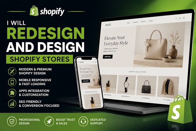 redesign and design shopify stores