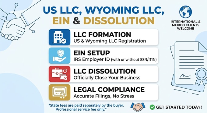 do US llc formation, wyoming llc, ein, and llc dissolution