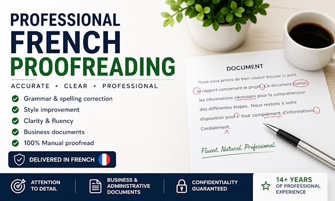 proofread and professionally edit your french documents
