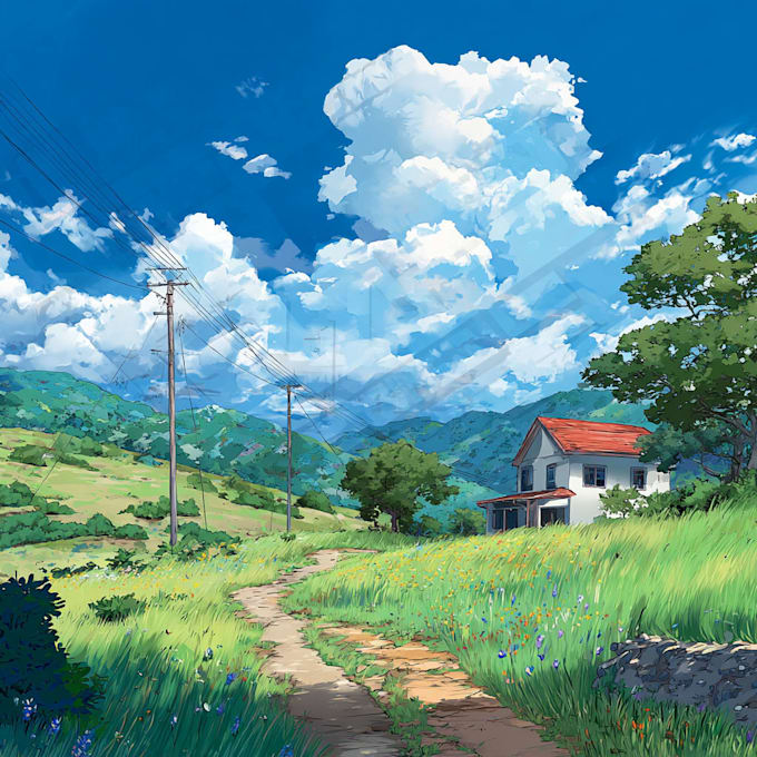 draw anime background, landscape illustrations