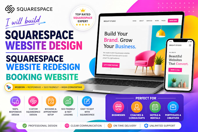 build squarespace website design squarespace website redesign booking website
