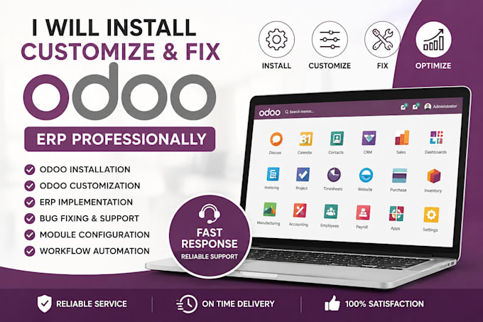 install customize and fix odoo erp professionally