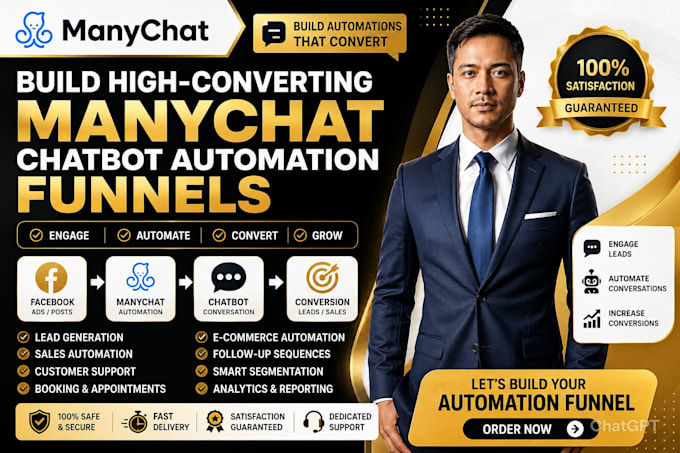 build high converting manychat chatbot automation funnels