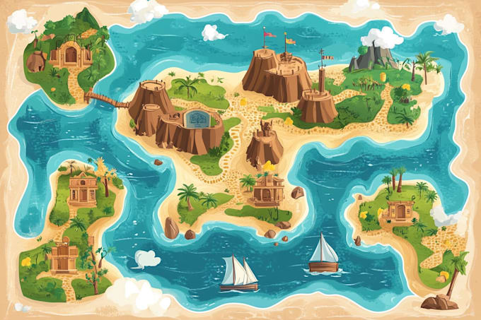 draw map illustration, game map, event map, vector map