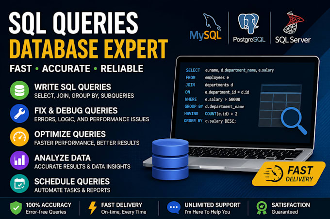 create sql queries and solve database problems