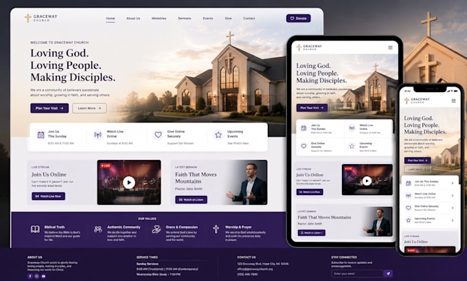 design church wordpress website, ministry website, wordpress nonprofit website