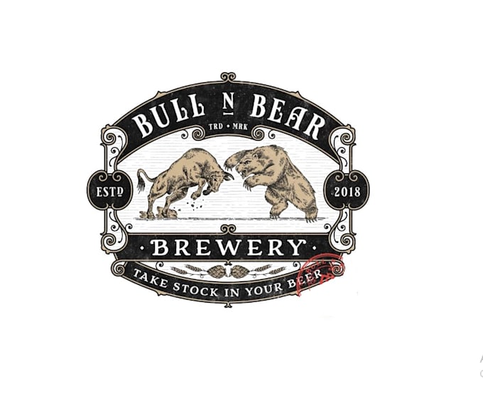 make vintage bull bear brewery logo