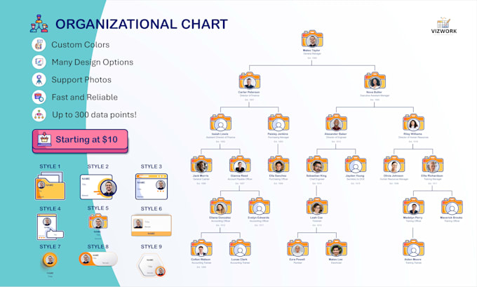 create a beautiful organizational chart for you