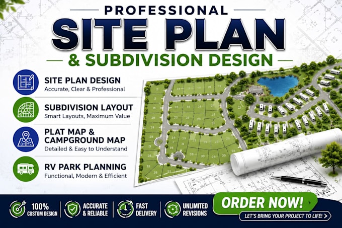 render site plan, subdivision, plat map, campground and rv park design