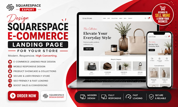 design squarespace ecommerce landing page for your store