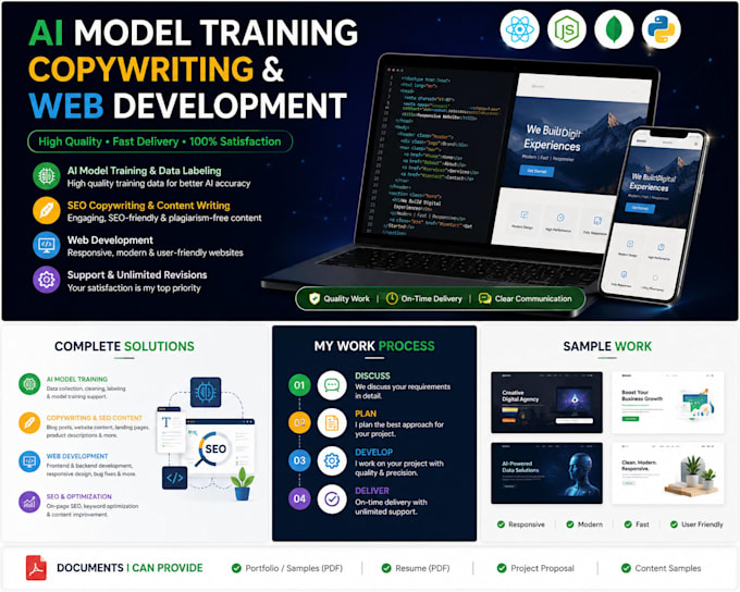 do ai training, copywriting, and web development services