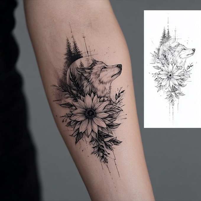 draw custom tattoo illustration design