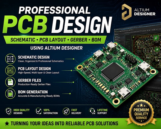 design pcb, create pcb layout, schematics, gerber files, and boms using altium