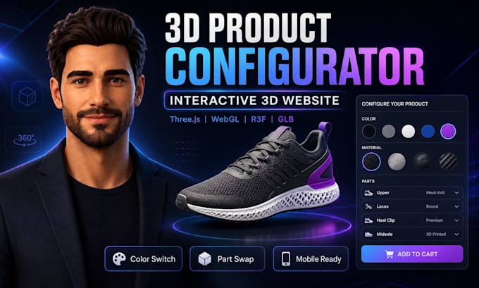 build 3d product configurator interactive 3d website using threejs webgl r3f glb