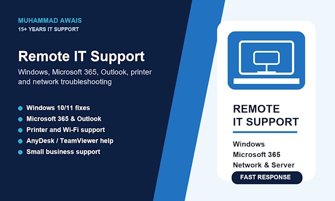 fix windows, microsoft 365, email, printer and network issues remotely
