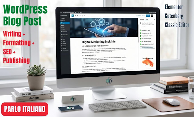 write, format and publish SEO blog posts on your wordpress website in italian