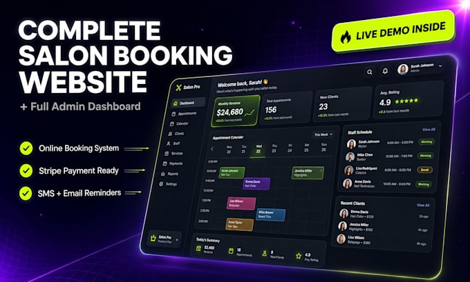 build a complete salon booking website with admin dashboard