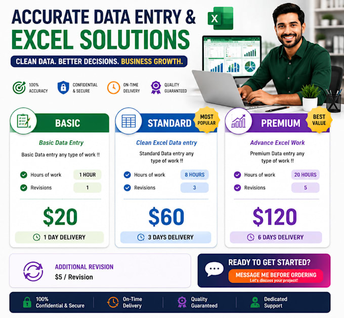 provide professional data entry and excel services