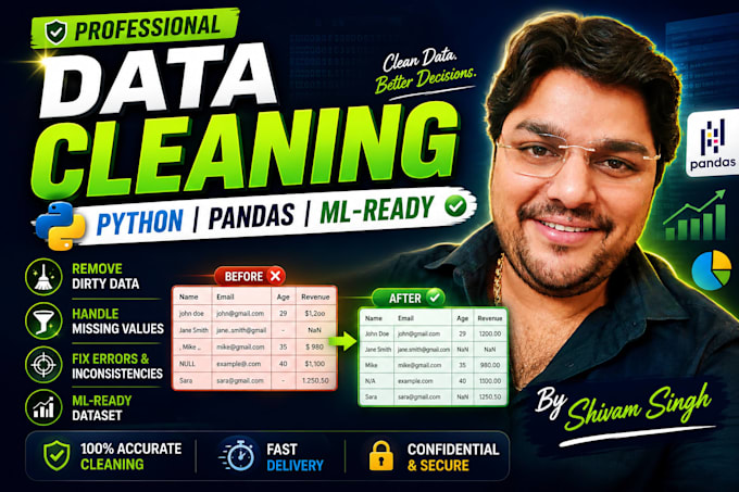do professional data cleaning and preprocessing using python and pandas