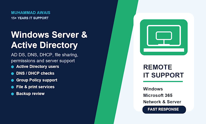 setup or troubleshoot windows server, active directory, dns and dhcp