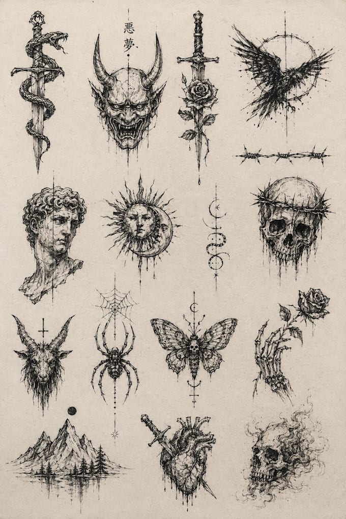 draw professional custom tattoo designs