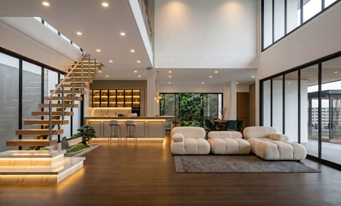 create custom home interior design with realistic render