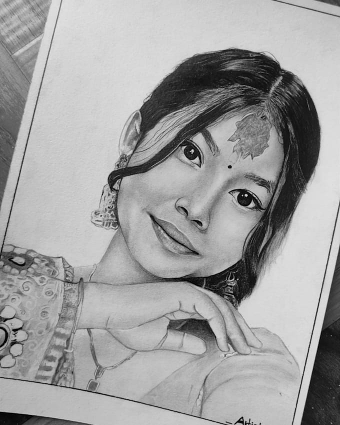 draw a hyper realistic pencil portrait sketch