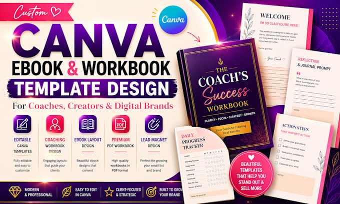 create a canva ebook and workbook template for coaches