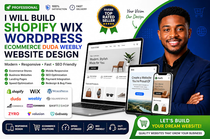 build shopify wix wordpress ecommerce duda squarespace weebly website design