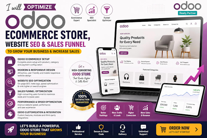 optimize odoo ecommerce store, website SEO and sales funnel