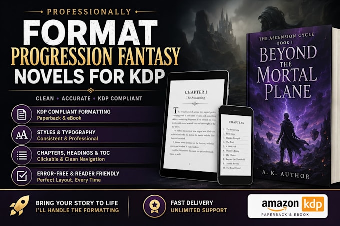 professionally format progression fantasy novels for KDP