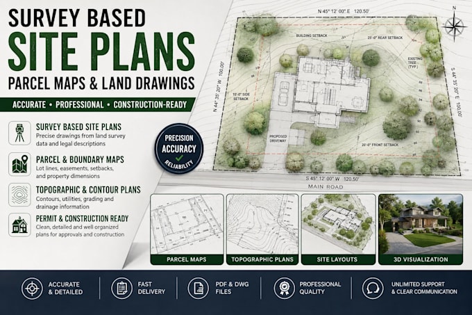 create survey based site plans parcel maps and land drawings