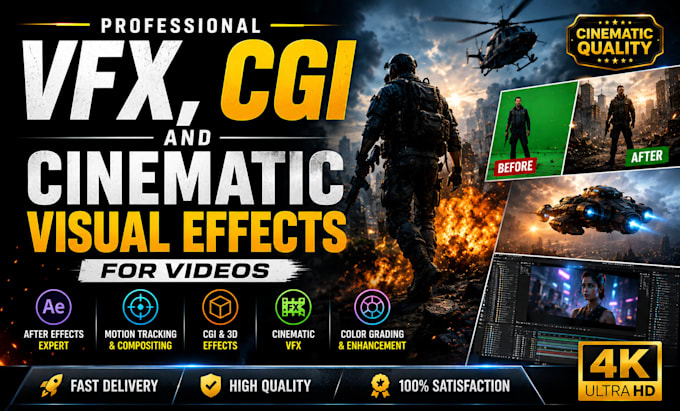 create professional vfx, cgi and cinematic visual effects for videos