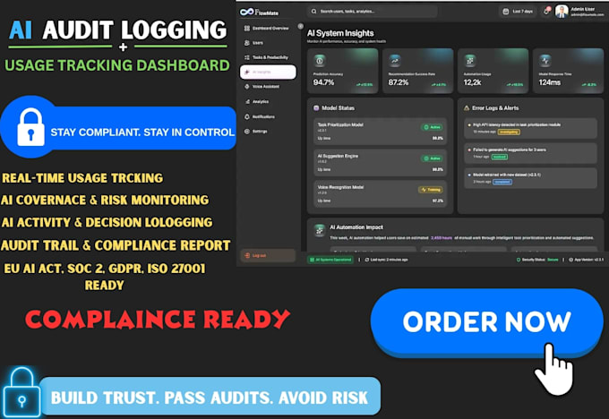 develop ai audit logging system with usage tracking dashboard enterprise ai