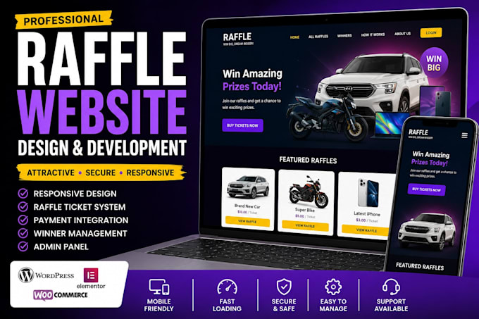 create raffle wordpress website, competition raffle giveaway website
