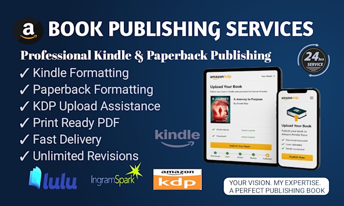 professionally format and publish kindle and paperback books