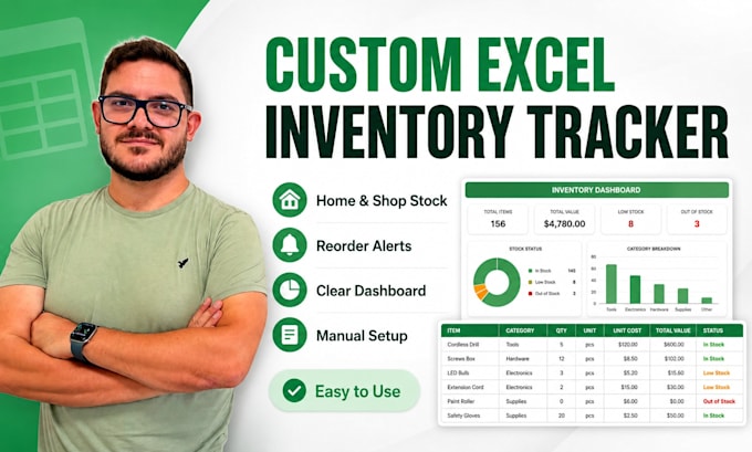 create your own excel inventory tracker for home or small shops