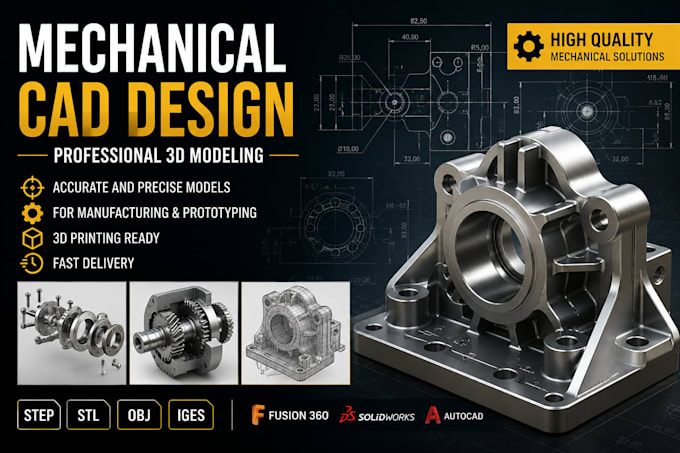 design professional mechanical 3d parts and cad models