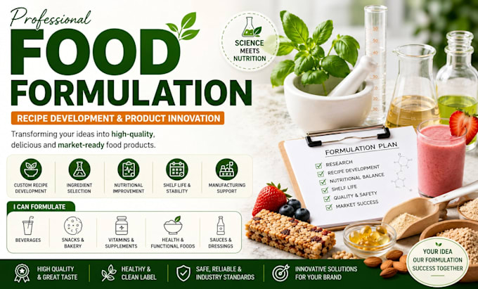 develop food technology and product formulation food formulation for specialist