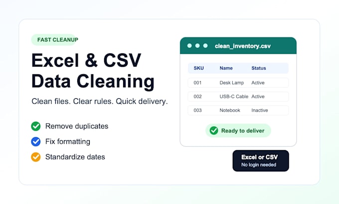 clean and format your excel or CSV data
