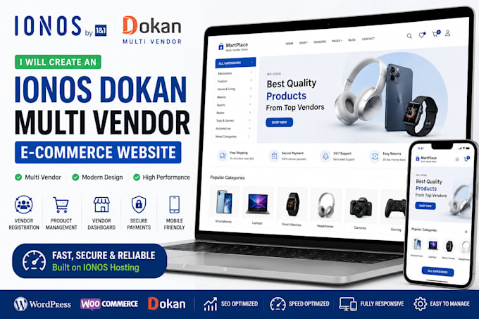 create an ionos dokan multi vendor ecommerce website