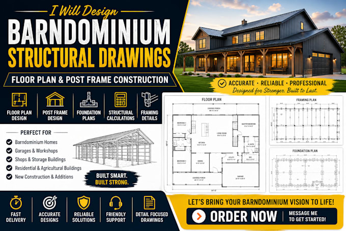 design barndominium structural drawings floor plan post frame plans