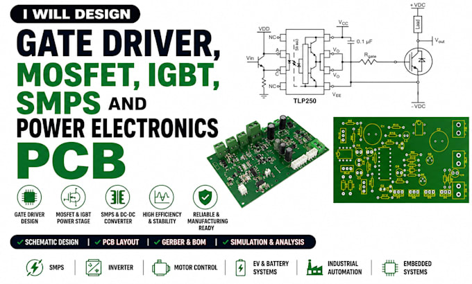 design gate driver, mosfet, igt, smps and power electronics