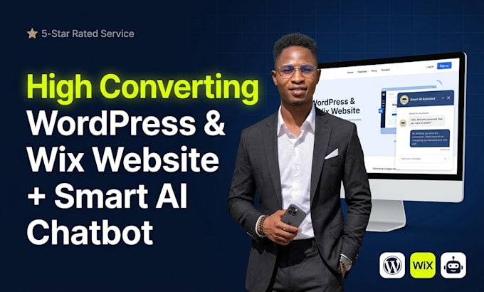 design a high converting wordpress or wix website with custom ai chatbot