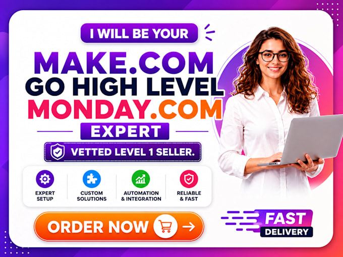 setup gohighlevel make com airtable automation monday com fix make com expert